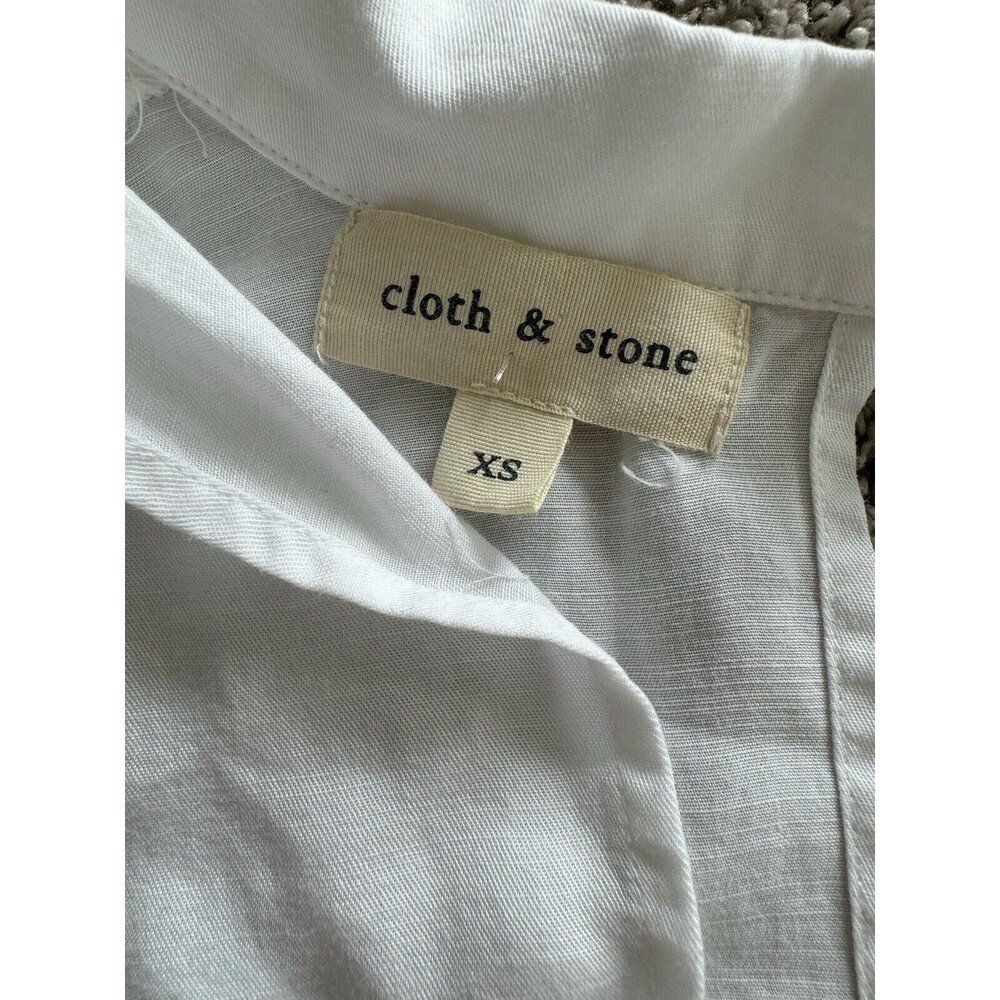 Anthropologie Cloth And Stone Pullover Classic White Blouse Open Keyhole Back XS - Picture 5 of 5